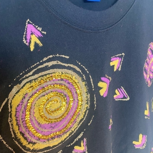 Vintage T-Shirt Traffic Jam Graphic Print Sequin Bright Spring Festival Concert - Picture 12 of 12